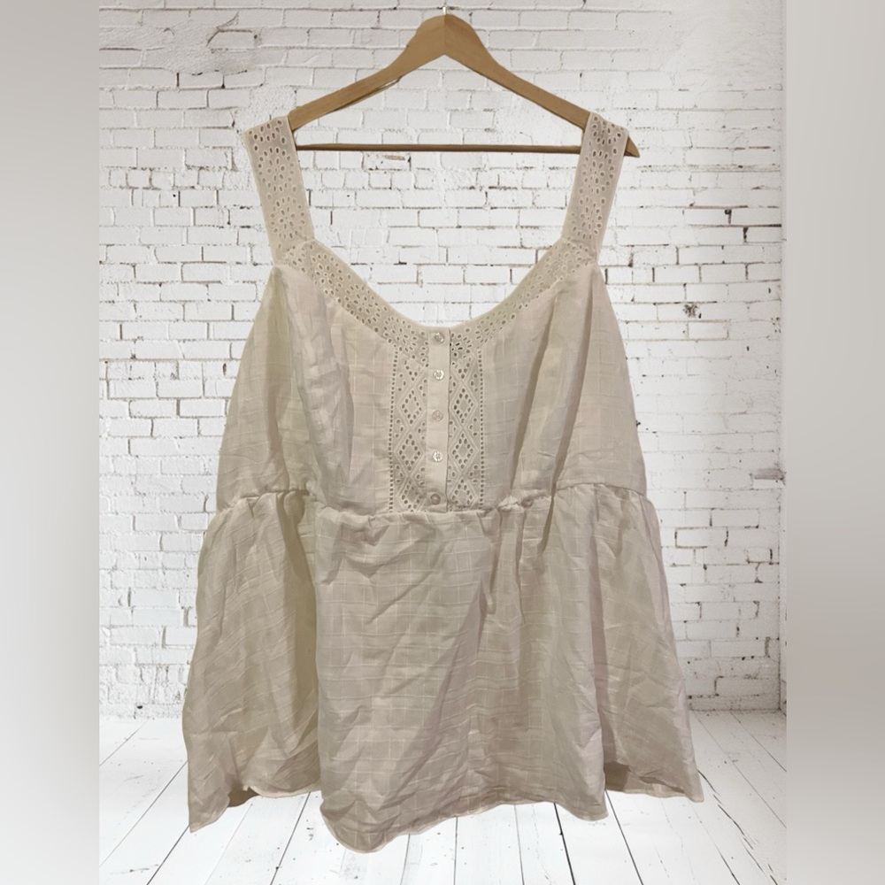 Torrid White Eyelet Smocked Tank Top Size 5X New Without Tags